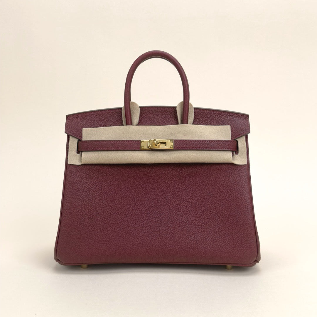 BIRKIN 25 TOGO LEATHER ROUGE H WITH GOLD HARDWARE (GHW)