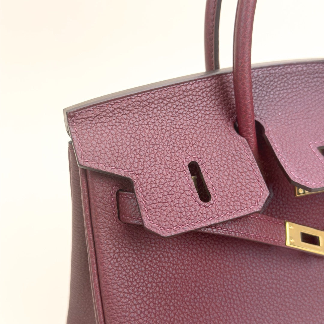 BIRKIN 25 TOGO LEATHER ROUGE H WITH GOLD HARDWARE (GHW)