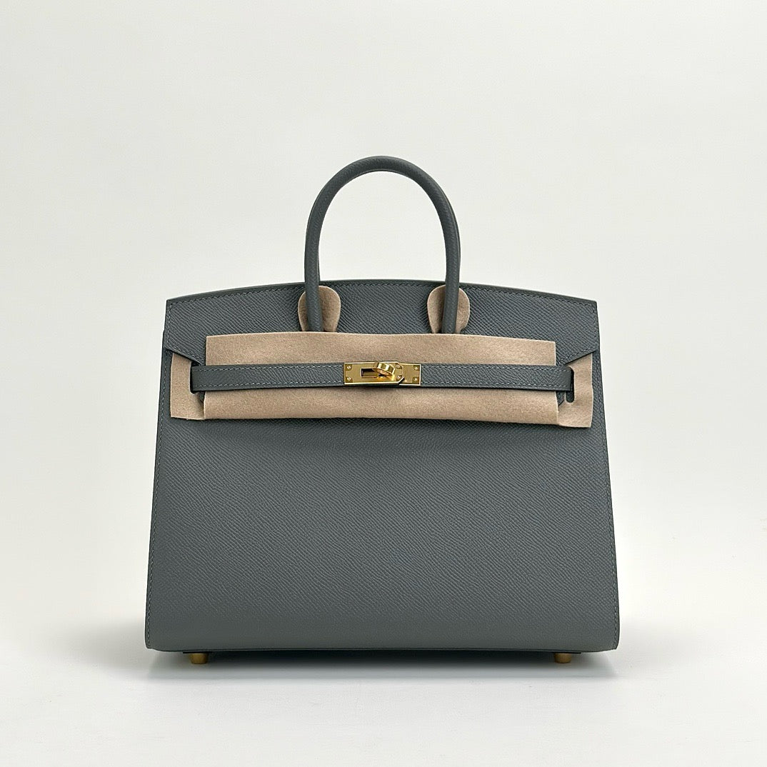 BIRKIN 25 EPSOM LEATHER (SELLIER SHAPE) GRIS MEYER WITH GOLD HARDWARE (GHW)
