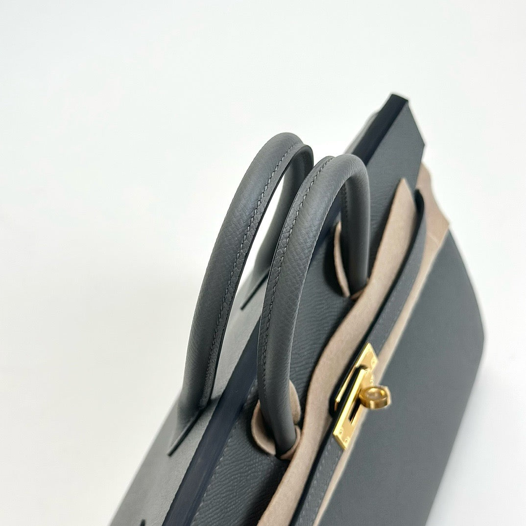 BIRKIN 25 EPSOM LEATHER (SELLIER SHAPE) GRIS MEYER WITH GOLD HARDWARE (GHW)
