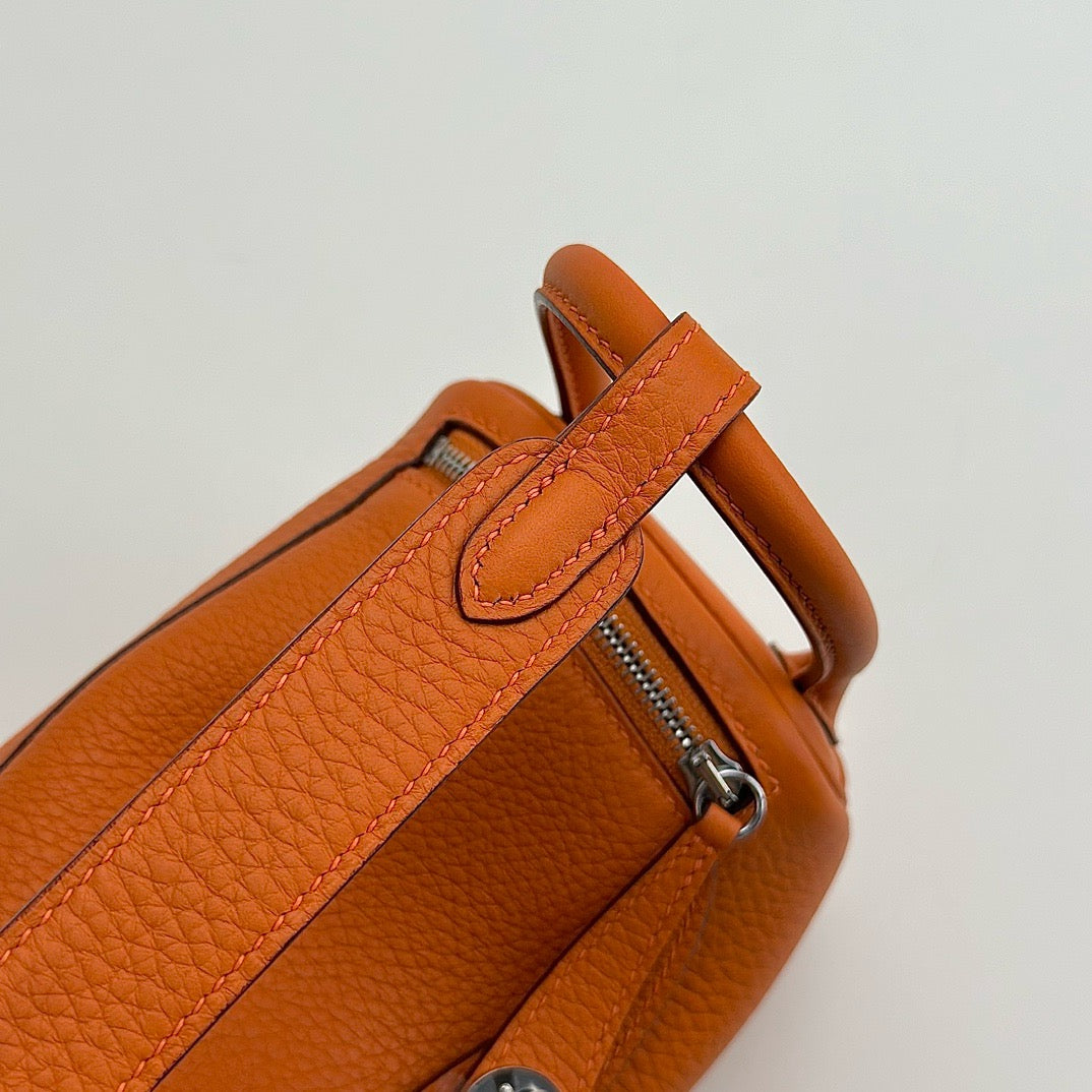 MINI LINDY 20 CLEMENCE LEATHER ORANGE WITH PALLADIUM HARDWARE (PHW)