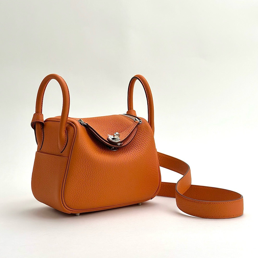 MINI LINDY 20 CLEMENCE LEATHER ORANGE WITH PALLADIUM HARDWARE (PHW)
