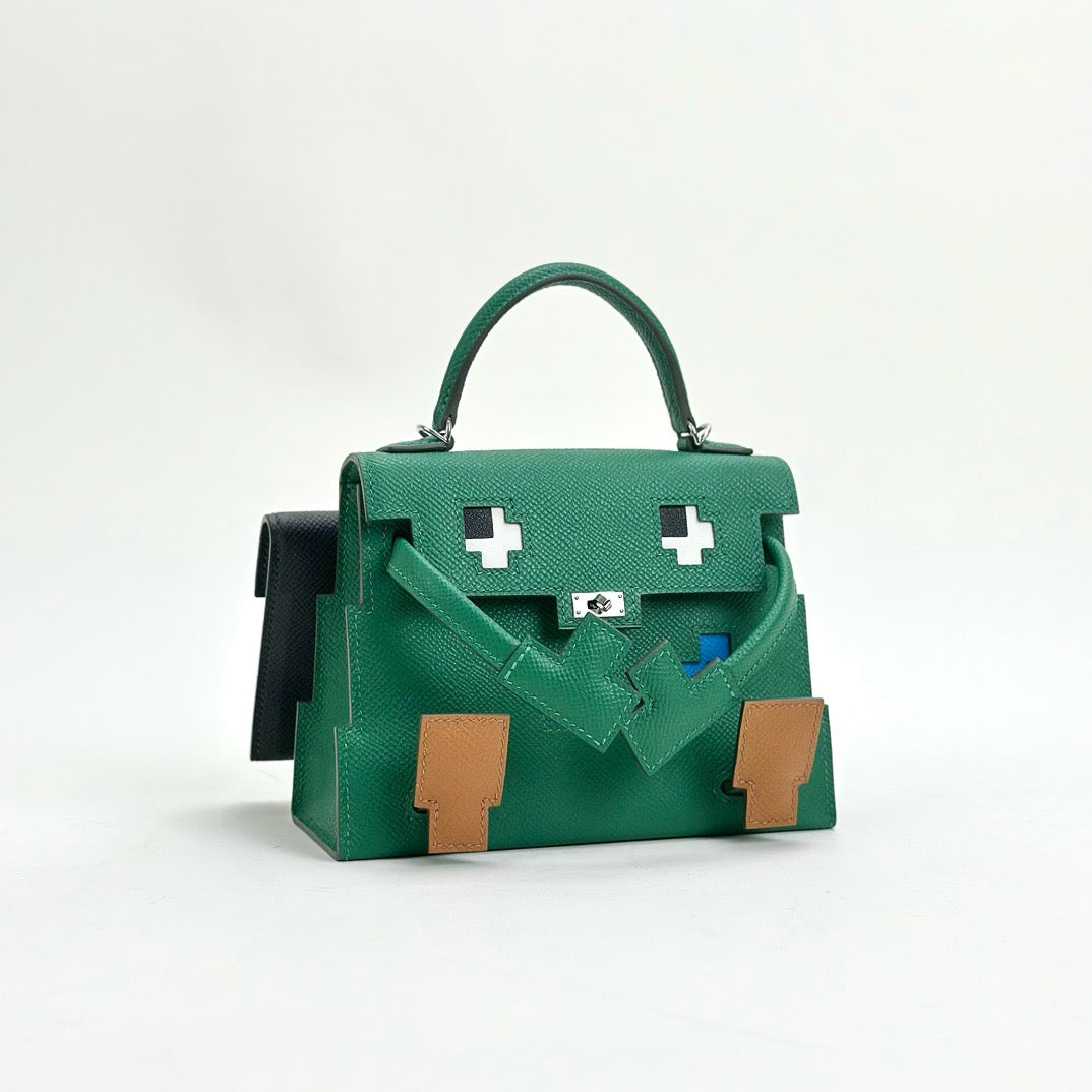 KELLY PICTO DOLL EPSOM LEATHER VERT VERTIGO WITH PALLADIUM HARDWARE (PHW)