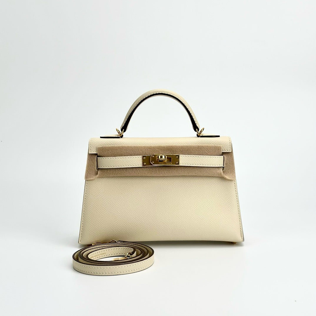 MINI KELLY II (20) EPSOM LEATHER NATA WITH GOLD HARDWARE (GHW)