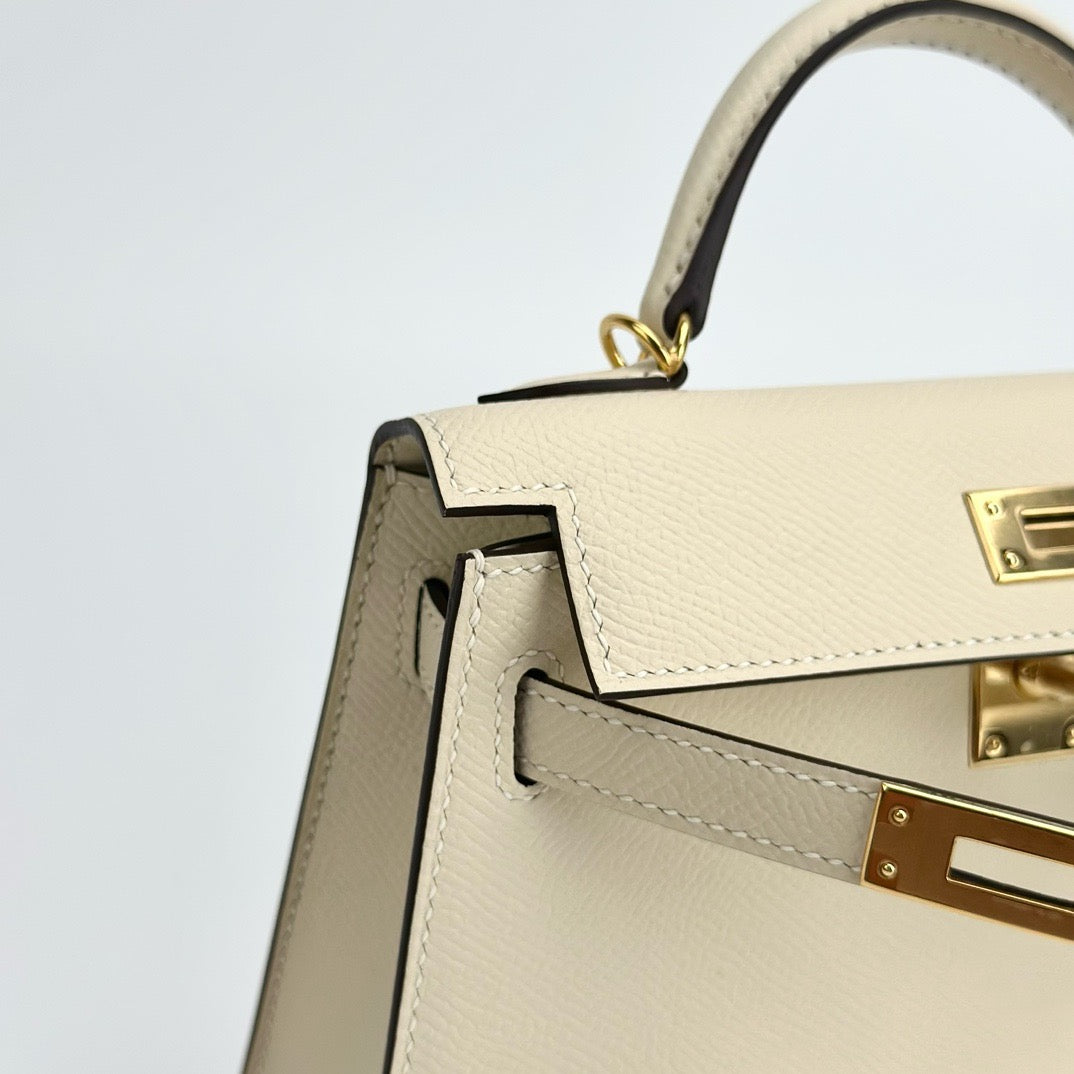 MINI KELLY II (20) EPSOM LEATHER NATA WITH GOLD HARDWARE (GHW)