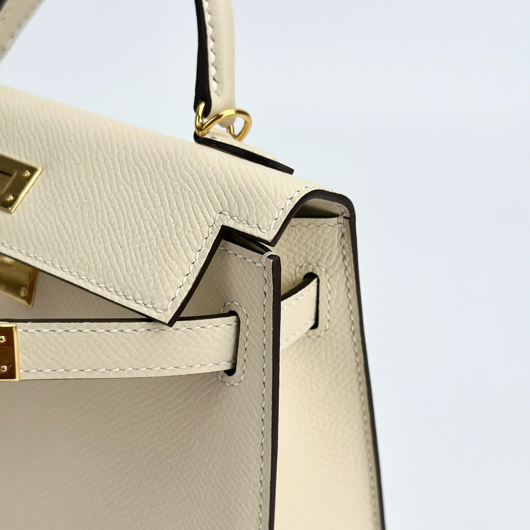 MINI KELLY II (20) EPSOM LEATHER NATA WITH GOLD HARDWARE (GHW)