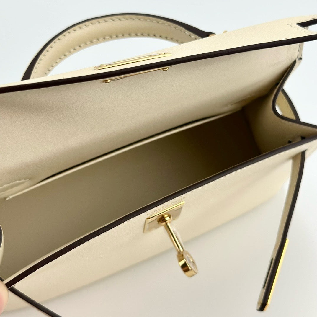 MINI KELLY II (20) EPSOM LEATHER NATA WITH GOLD HARDWARE (GHW)