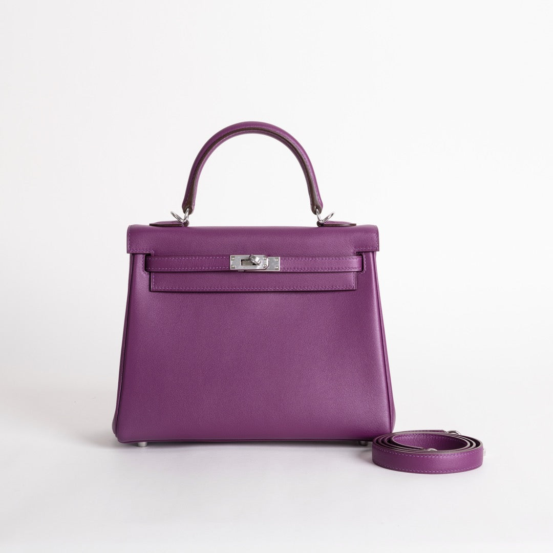 KELLY 25 SWIFT LEATHER ANEMONE WITH PALLADIUM HARDWARE (PHW)