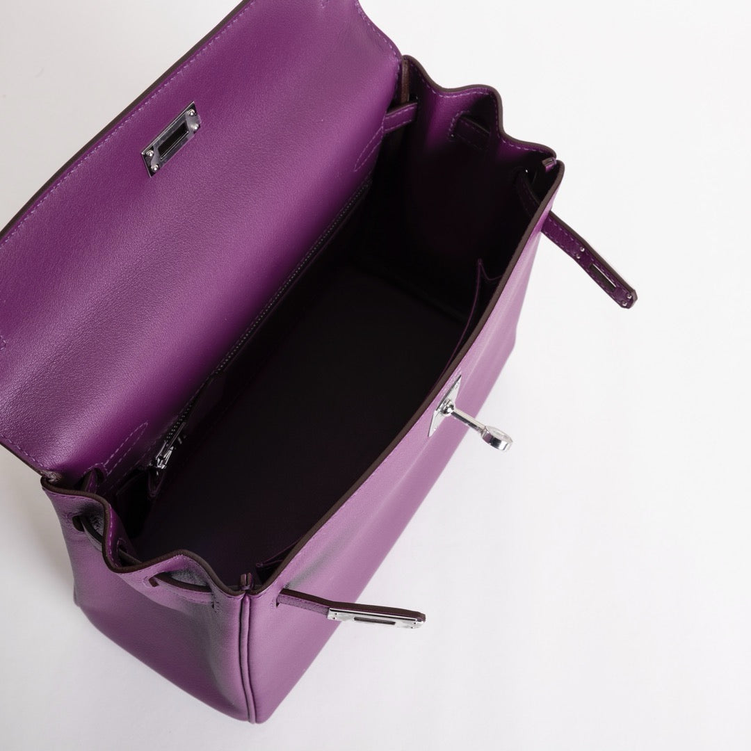 KELLY 25 SWIFT LEATHER ANEMONE WITH PALLADIUM HARDWARE (PHW)