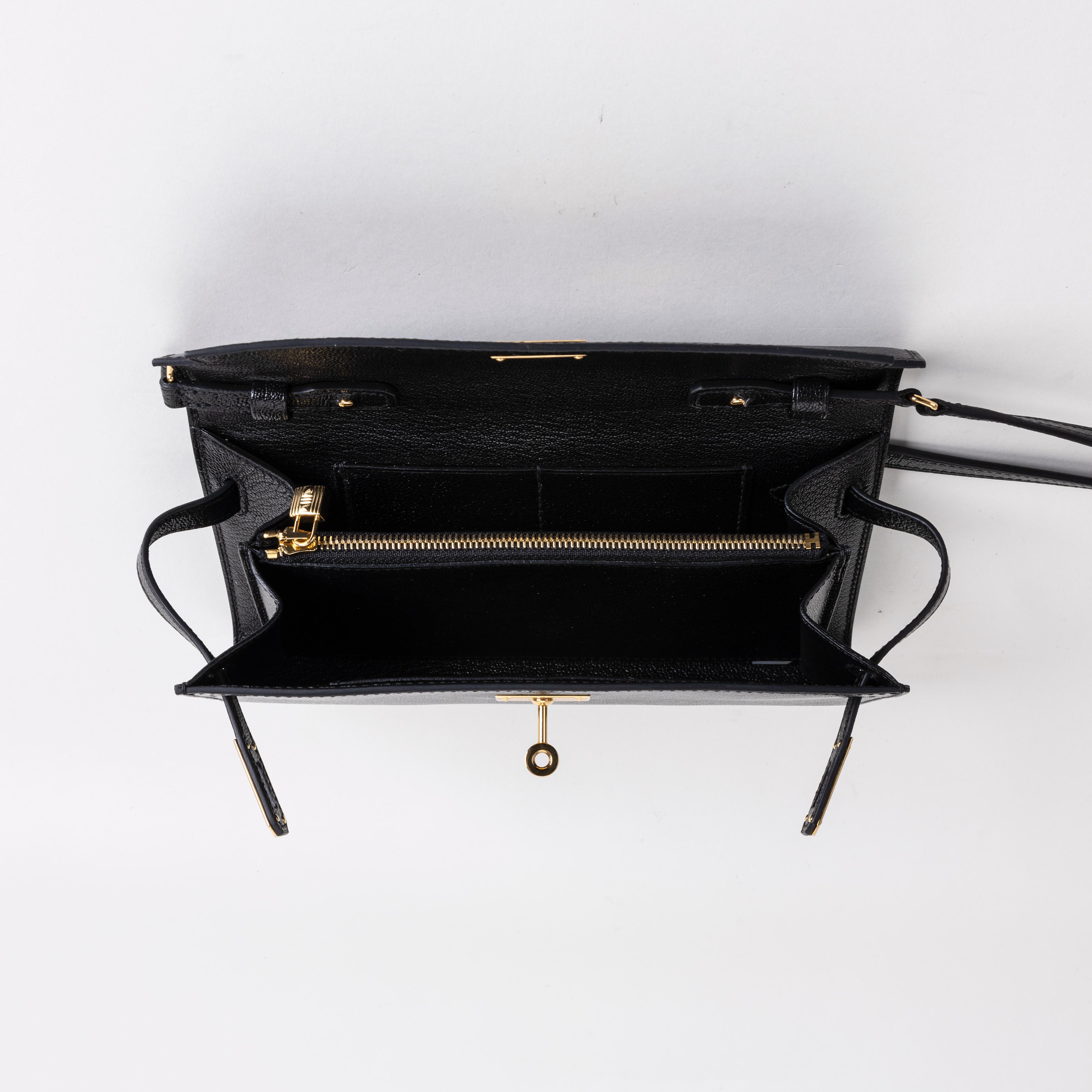 KELLY TO GO CHEVRE LEATHER NOIR (BLACK) WITH GOLD HARDWARE (GHW)
