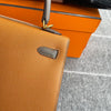 KELLY 25 EPSOM LEATHER HORSESHOE STAMP (HSS) BI-COLOR TOFFEE & ETAIN WITH GOLD HARDWARE (GHW)