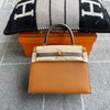 KELLY 25 EPSOM LEATHER HORSESHOE STAMP (HSS) BI-COLOR TOFFEE & ETAIN WITH GOLD HARDWARE (GHW)