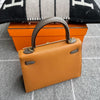 KELLY 25 EPSOM LEATHER HORSESHOE STAMP (HSS) BI-COLOR TOFFEE & ETAIN WITH GOLD HARDWARE (GHW)