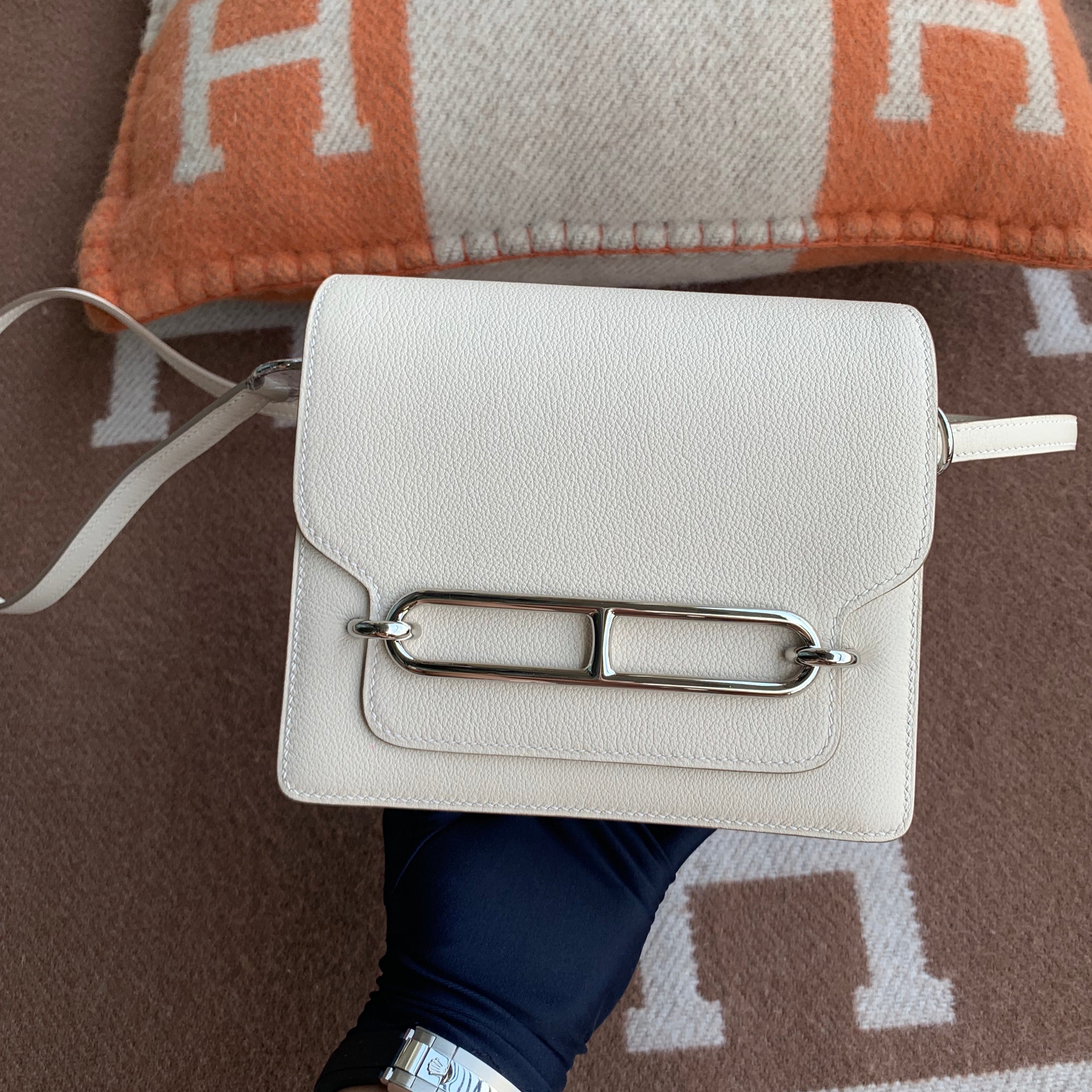 MINI ROULIS (18) EVERCOLOR LEATHER CRAIE WITH PALLADIUM HARDWARE (PHW)