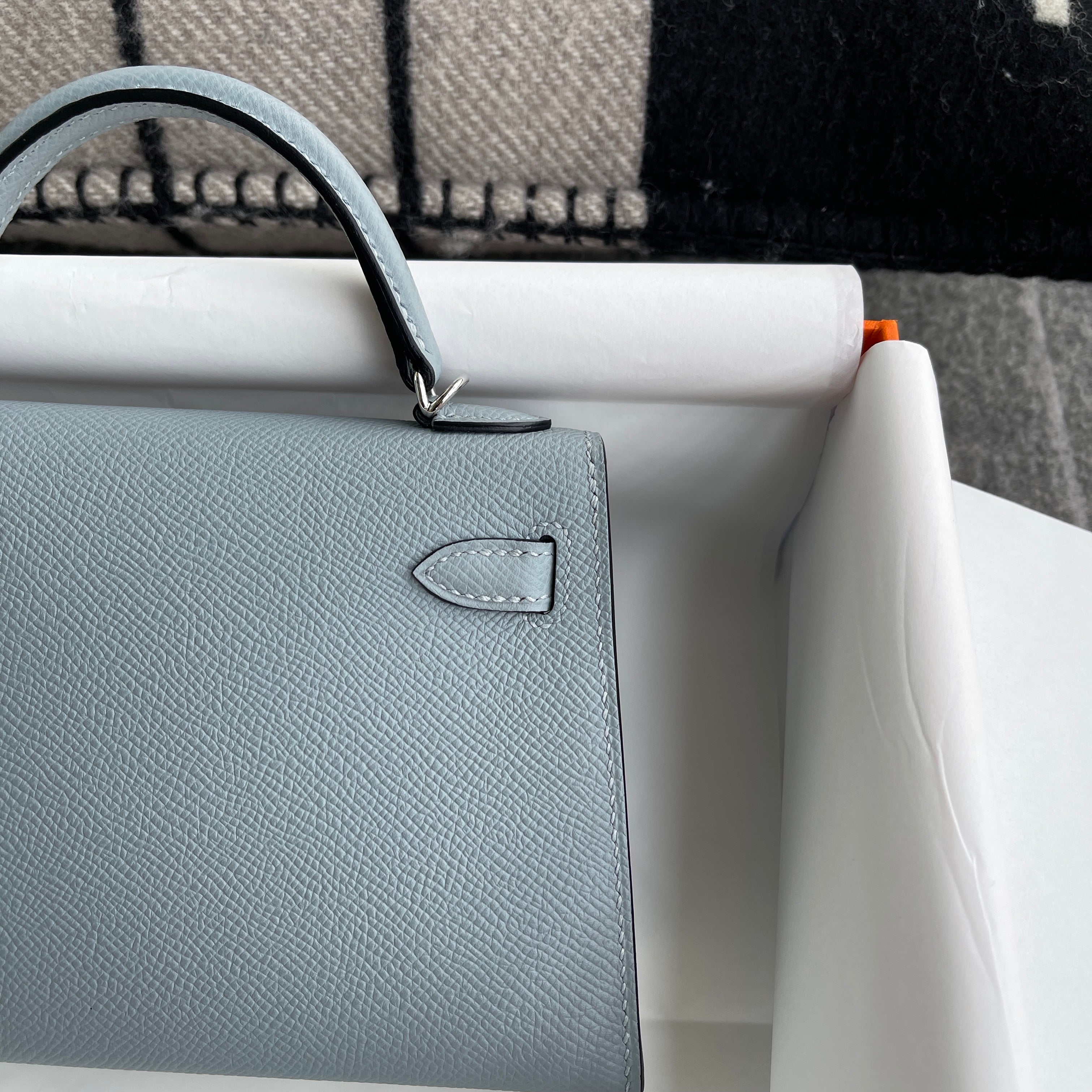 MINI KELLY II (20) EPSOM LEATHER CIEL WITH PALLADIUM HARDWARE (PHW)