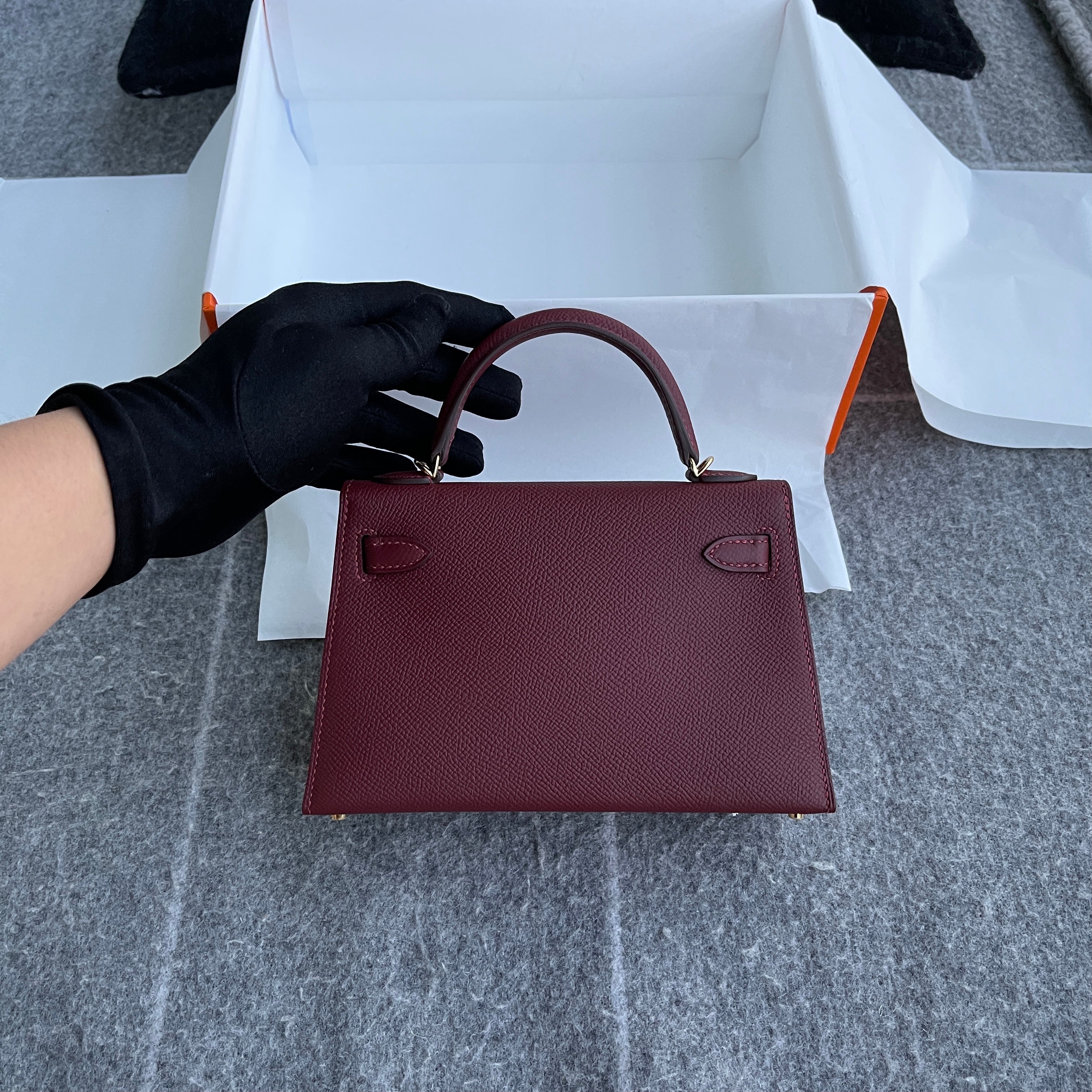 MINI KELLY II (20) EPSOM LEATHER ROUGE H WITH GOLD HARDWARE (GHW)