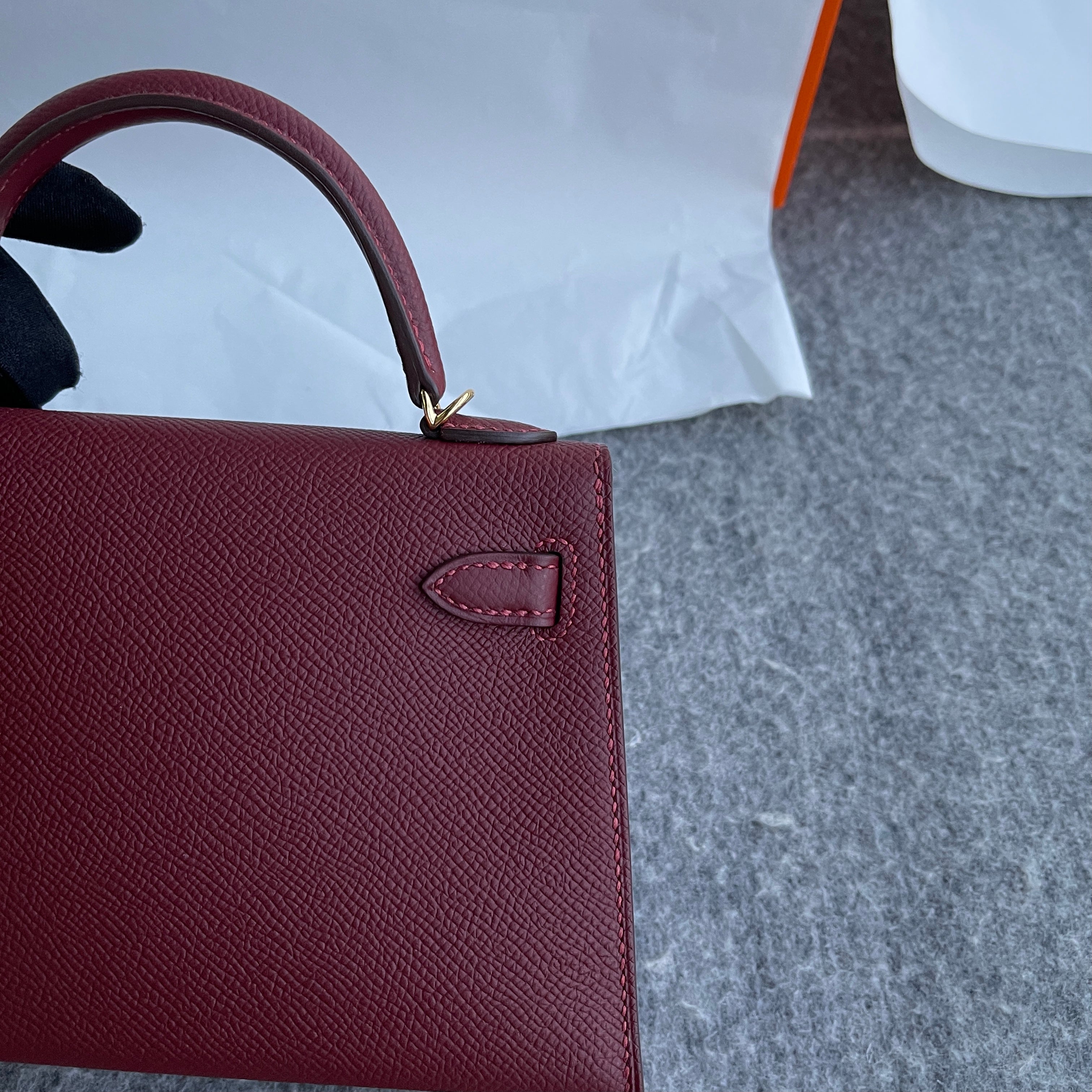MINI KELLY II (20) EPSOM LEATHER ROUGE H WITH GOLD HARDWARE (GHW)