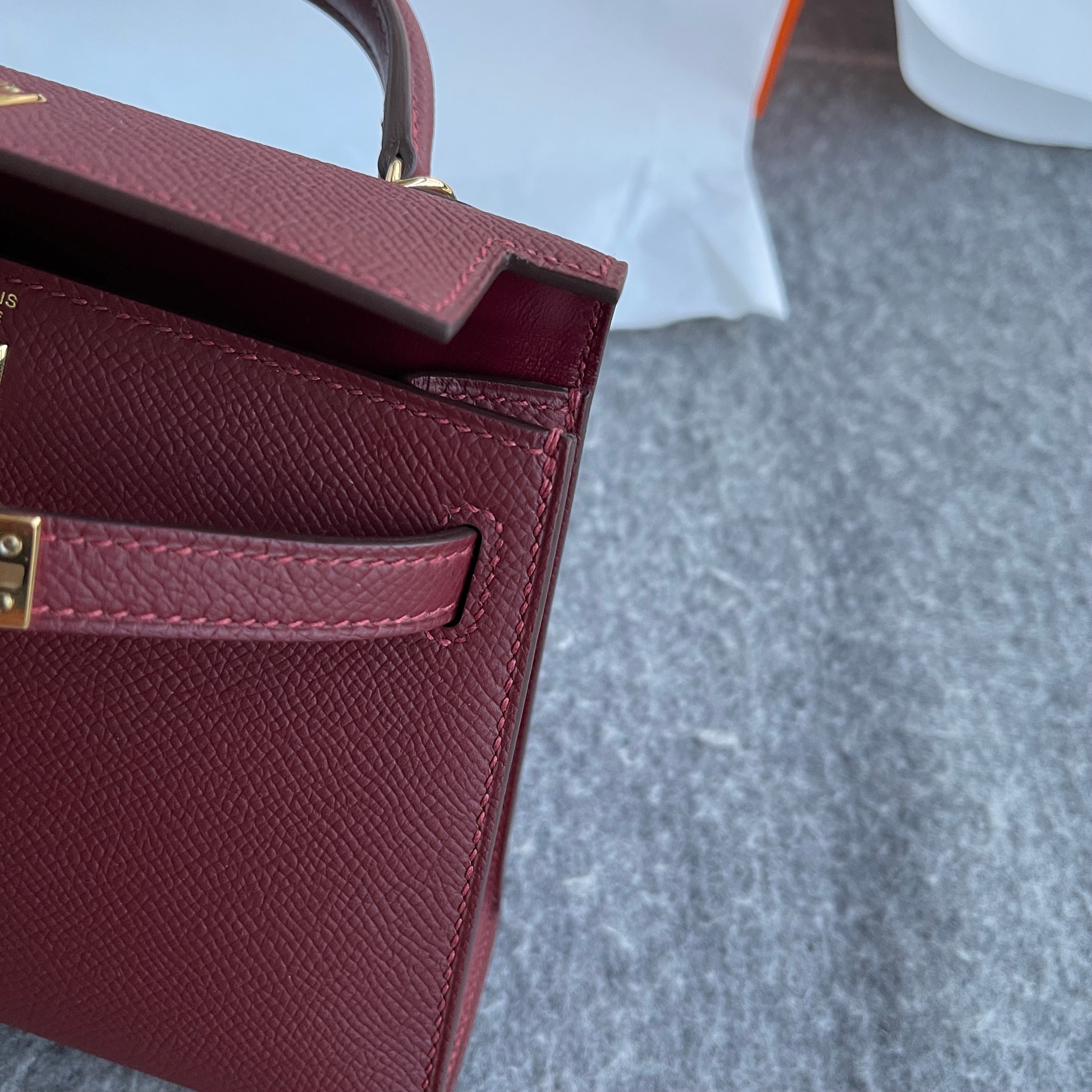 MINI KELLY II (20) EPSOM LEATHER ROUGE H WITH GOLD HARDWARE (GHW)