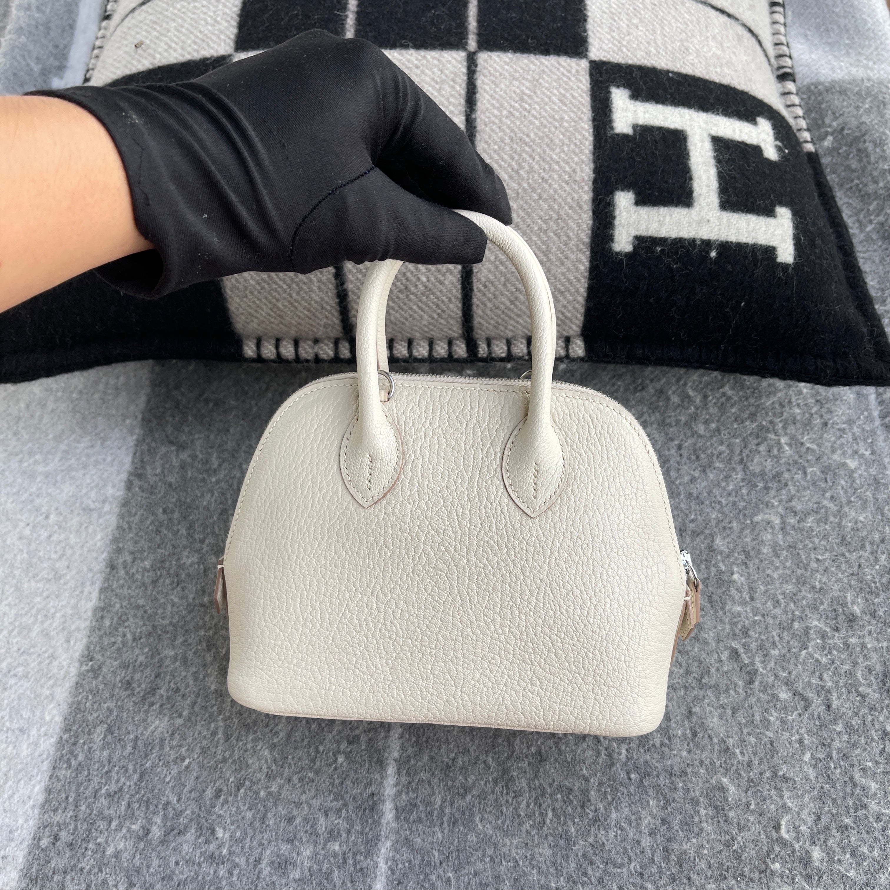 MINI BOLIDE CHEVRE LEATHER CRAIE WITH PALLADIUM HARDWARE (PHW)