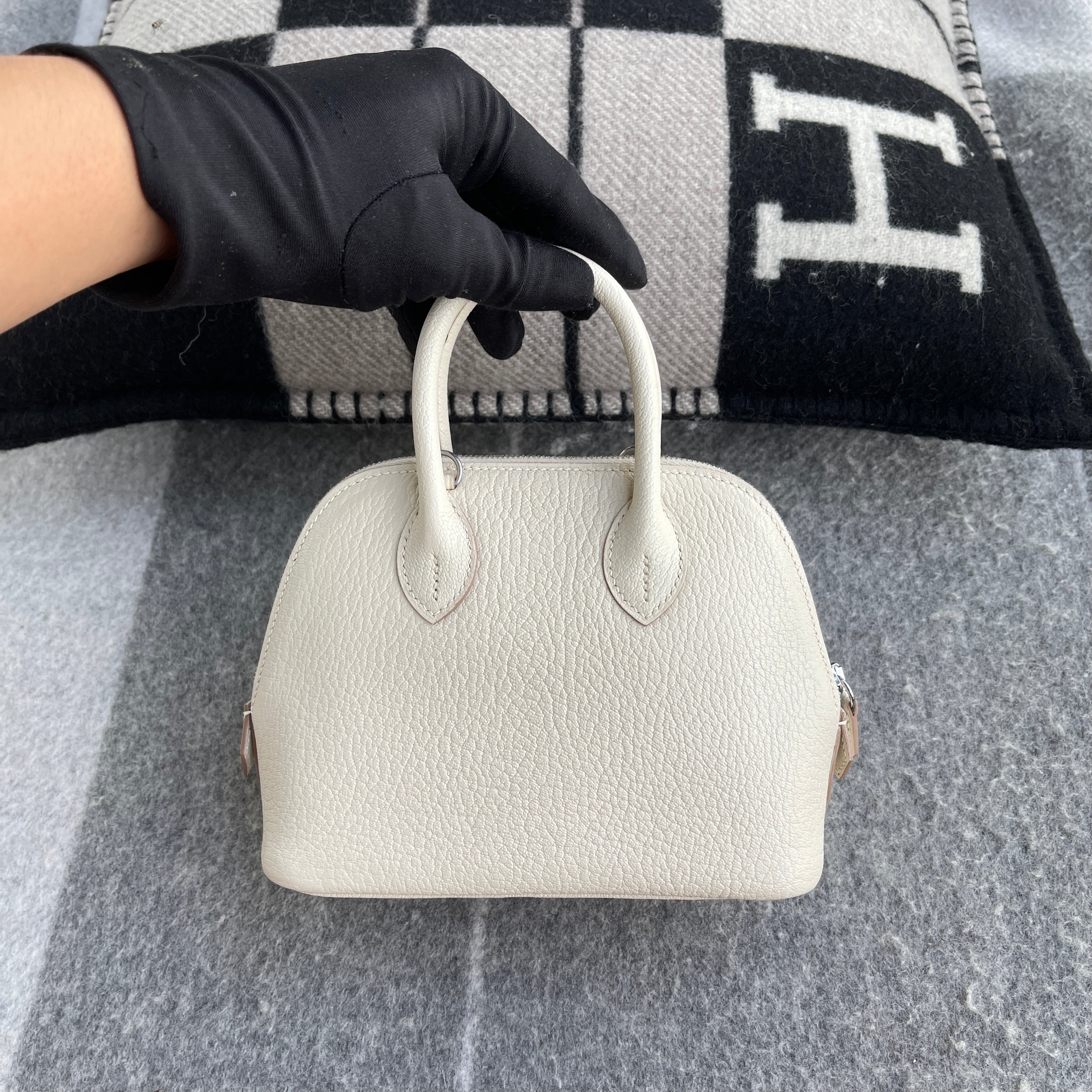 MINI BOLIDE CHEVRE LEATHER CRAIE WITH PALLADIUM HARDWARE (PHW)