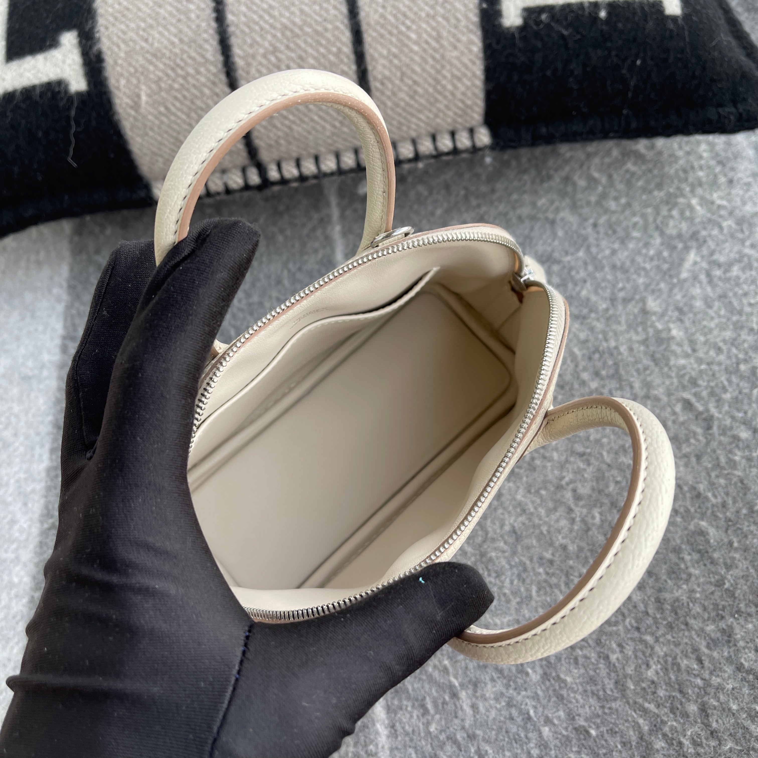 MINI BOLIDE CHEVRE LEATHER CRAIE WITH PALLADIUM HARDWARE (PHW)