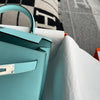KELLY 28 EPSOM LEATHER BLEU ATOLL WITH PALLADIUM HARDWARE (PHW)