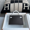 MINI KELLY II (20) EPSOM LEATHER HORSESHOE STAMP (HSS) BI-COLOR NOIR (BLACK) & BLANC WITH PALLADIUM HARDWARE (PHW)