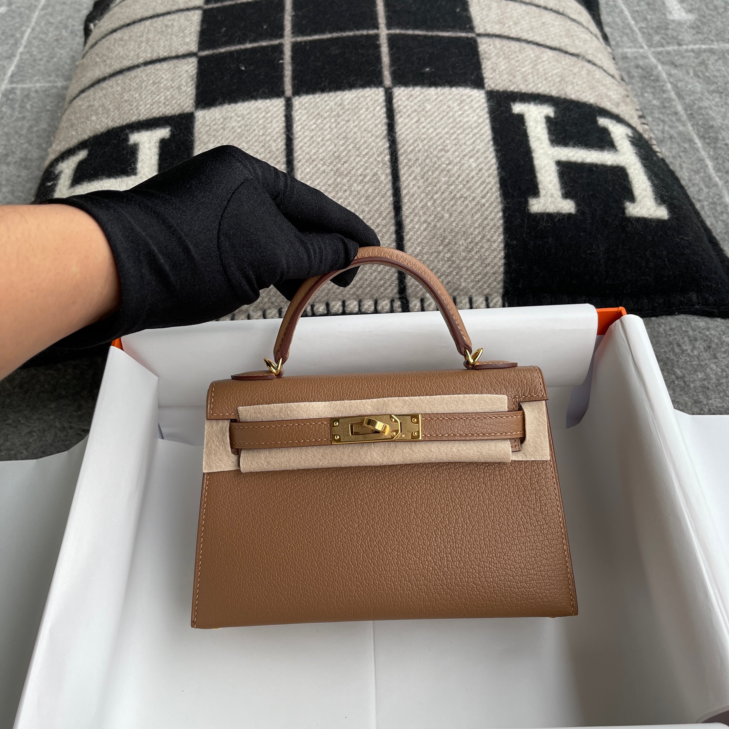 MINI KELLY II (20) CHEVRE LEATHER QUEBRACHO WITH GOLD HARDWARE (GHW)