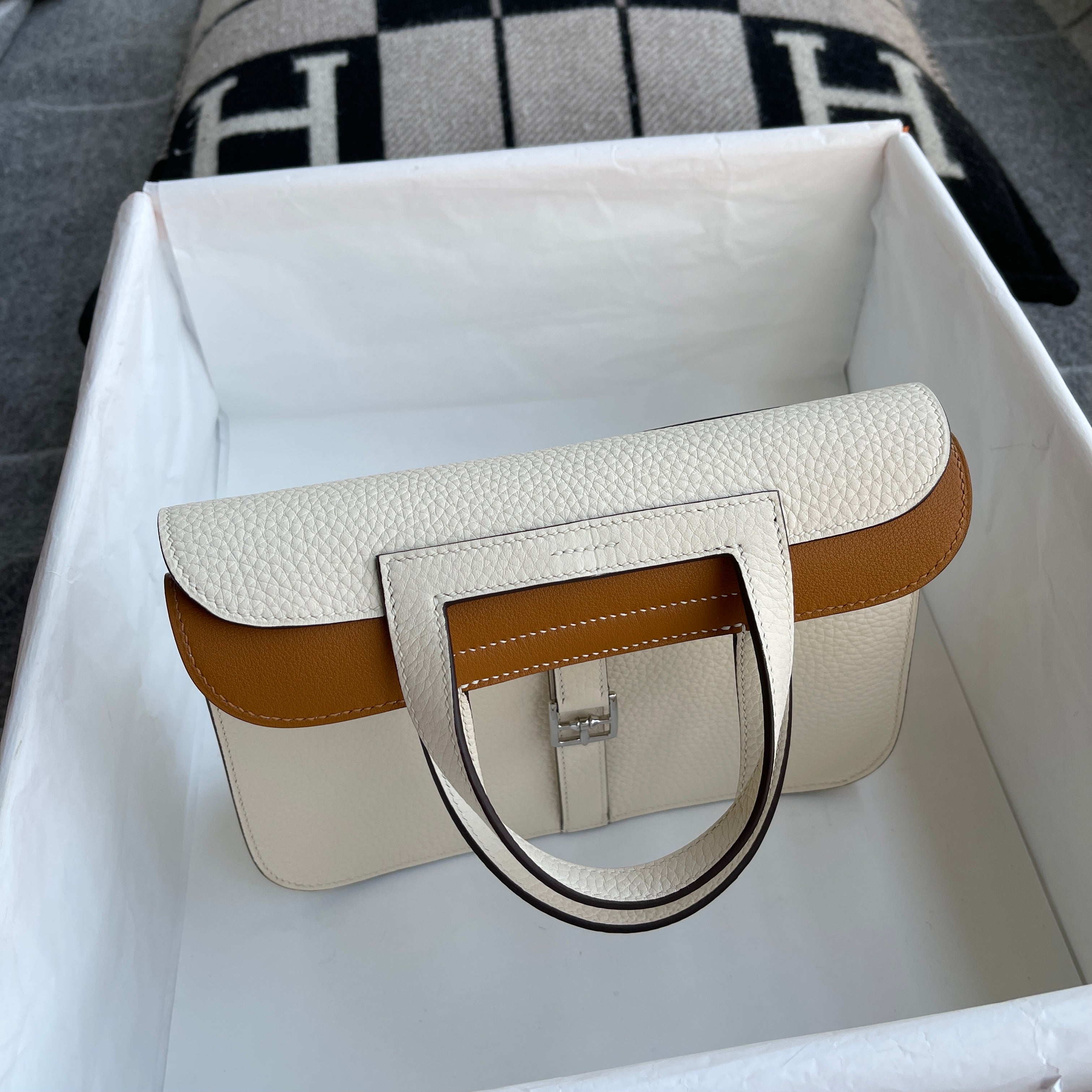 HALZAN 25 CLEMENCE LEATHER NATA & BISCUIT WITH PALLADIUM HARDWARE (PHW)