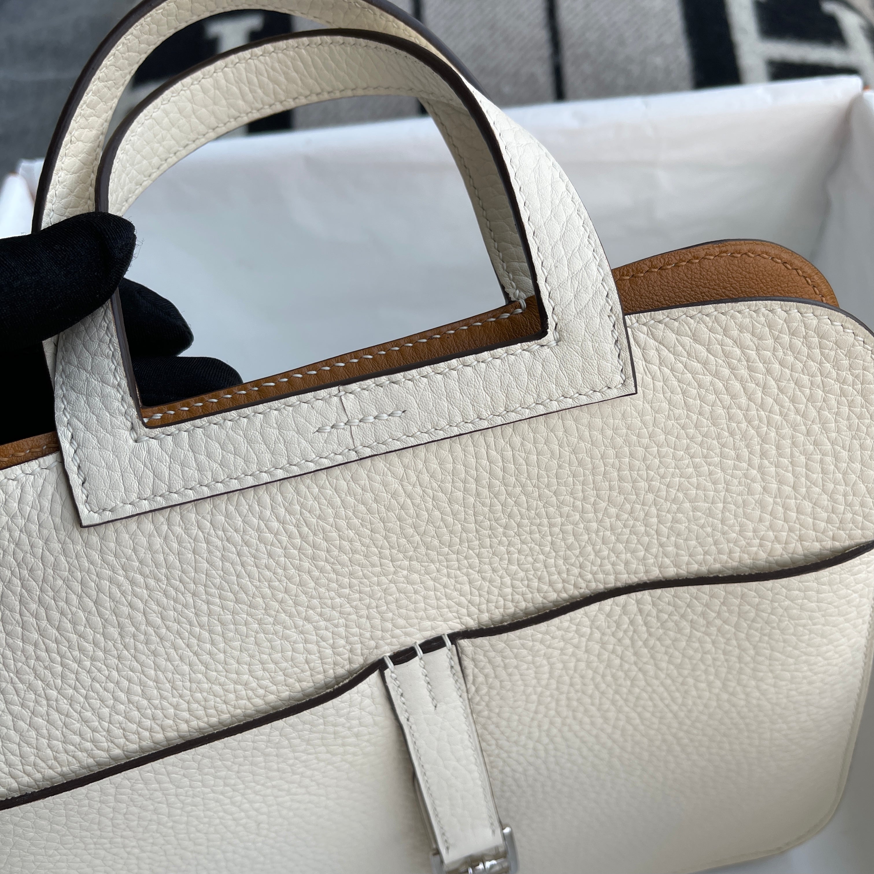 HALZAN 25 CLEMENCE LEATHER NATA & BISCUIT WITH PALLADIUM HARDWARE (PHW)