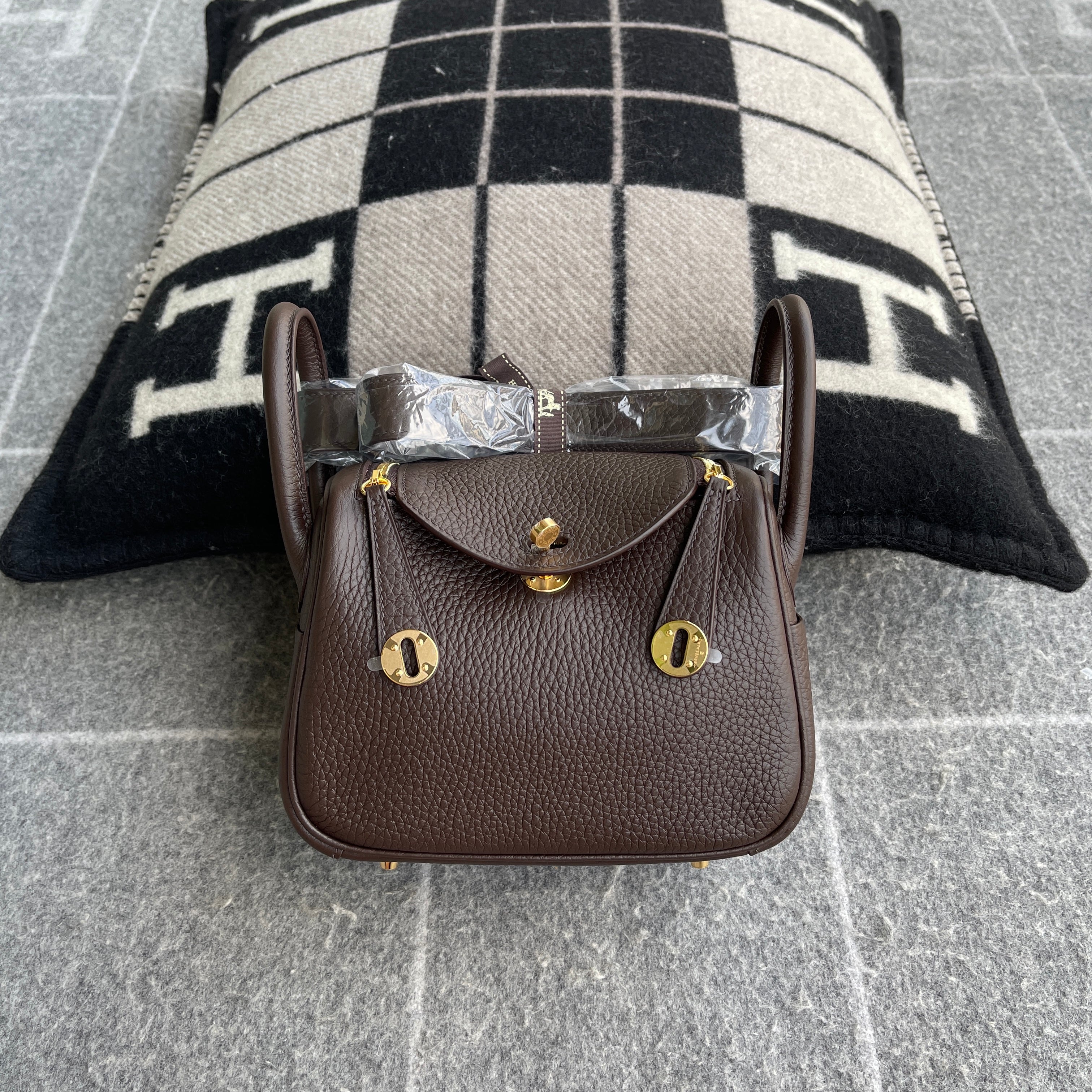 MINI LINDY 20 CLEMENCE LEATHER ROUGE SELLIER WITH GOLD HARDWARE (GHW)