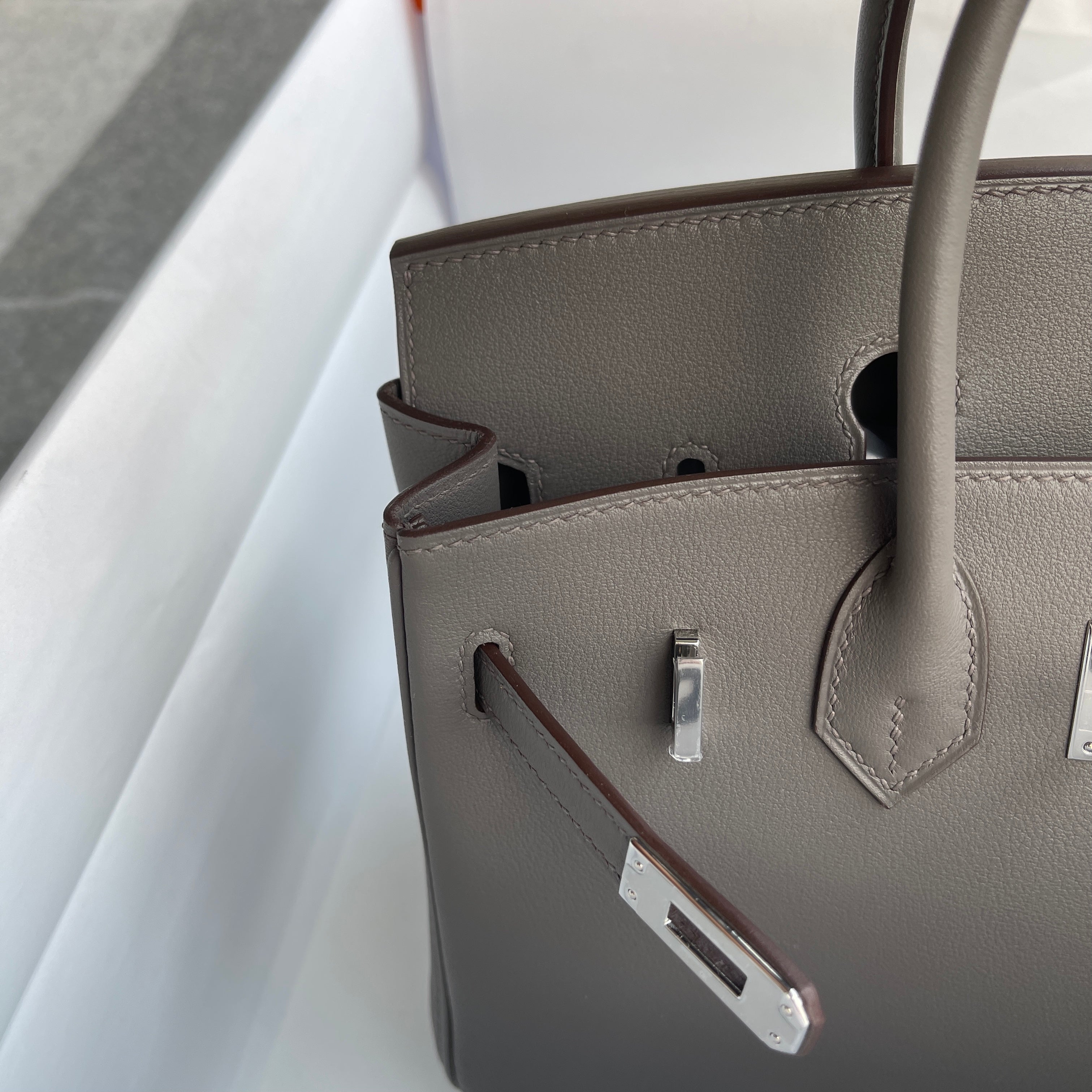 BIRKIN 25 SWIFT LEATHER ETAIN WITH PALLADIUM HARDWARE (PHW)