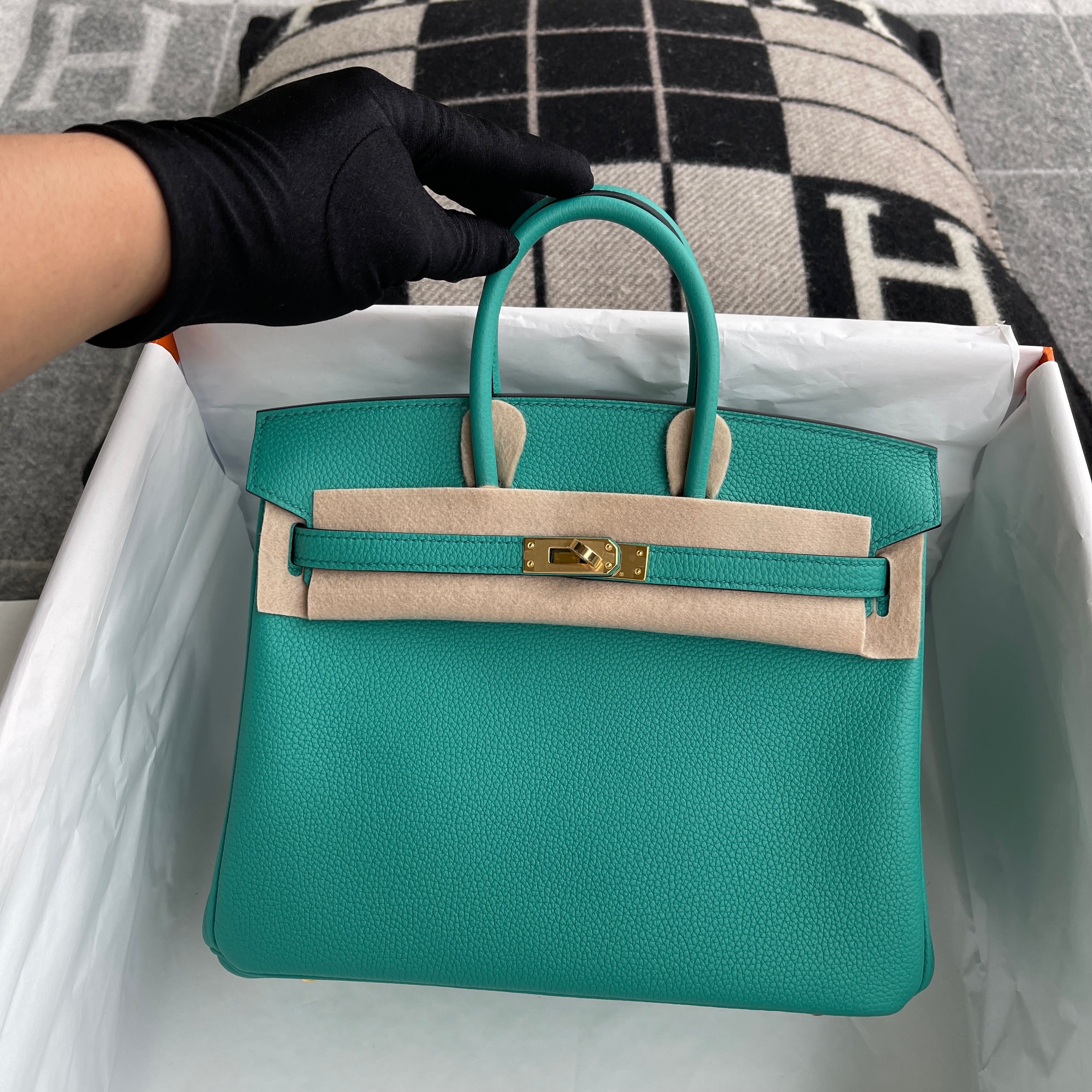 BIRKIN 25 TOGO LEATHER VERT VERONE WITH GOLD HARDWARE (GHW)