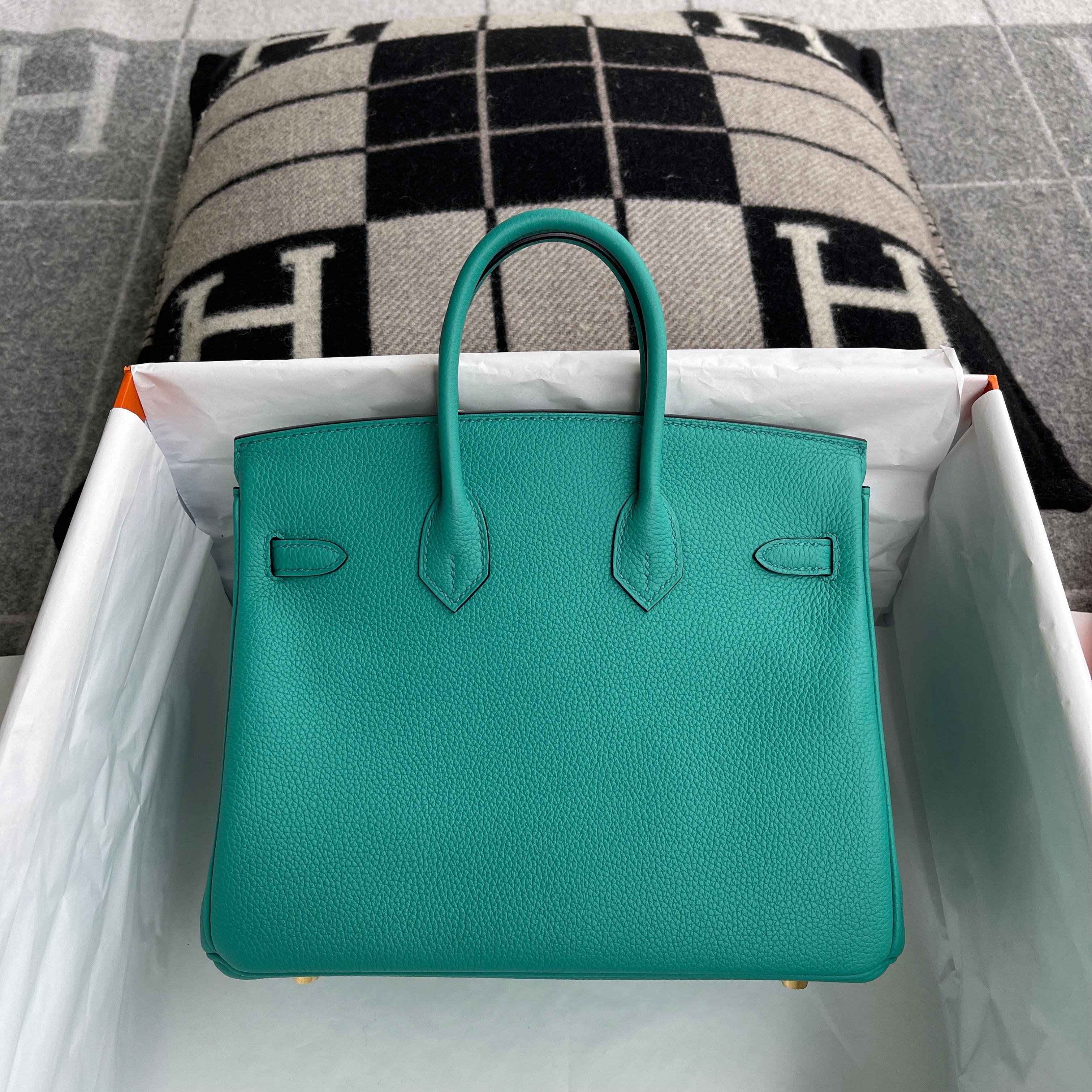 BIRKIN 25 TOGO LEATHER VERT VERONE WITH GOLD HARDWARE (GHW)