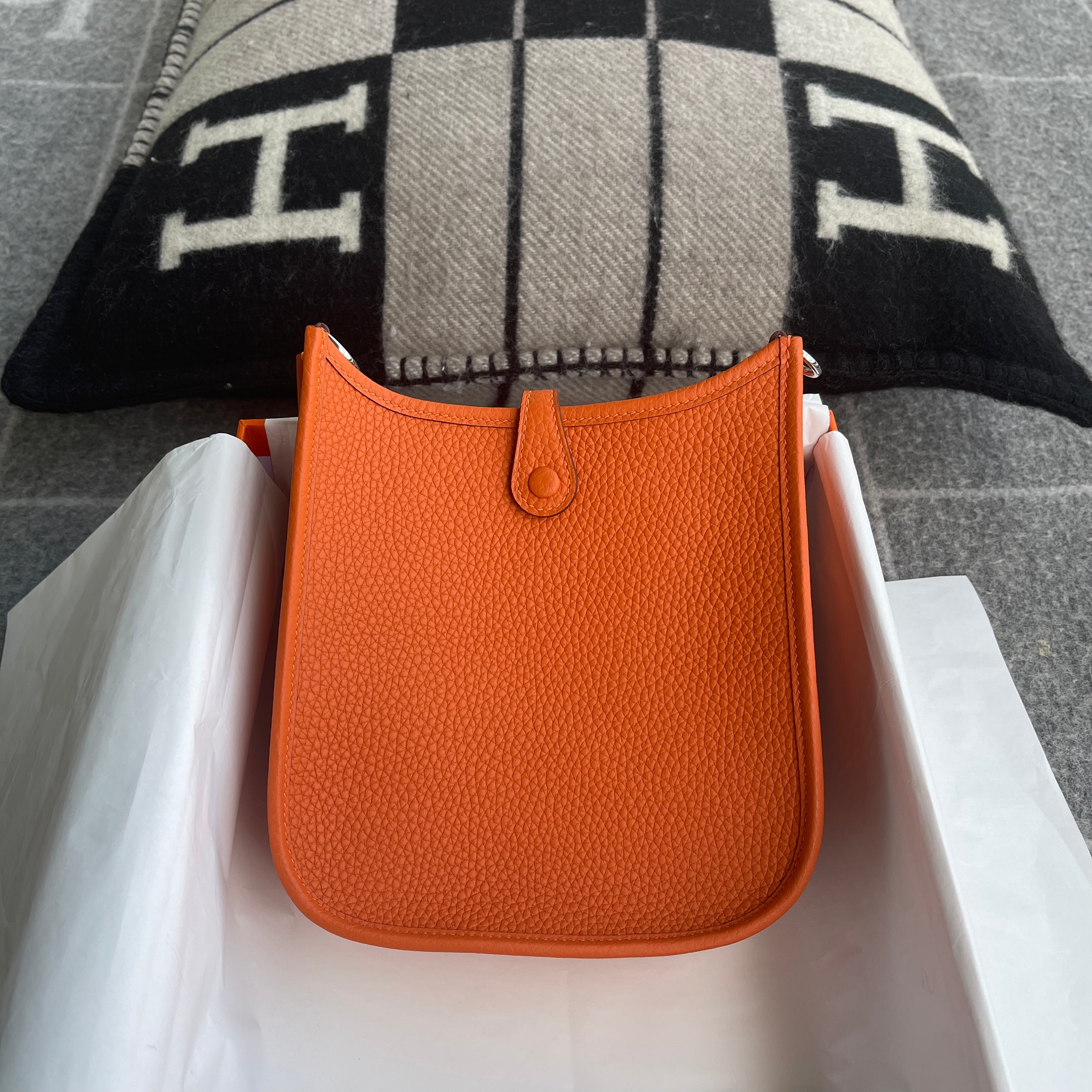 MINI EVELYNE (TPM) CLEMENCE LEATHER ORANGE WITH PALLADIUM HARDWARE (PHW)