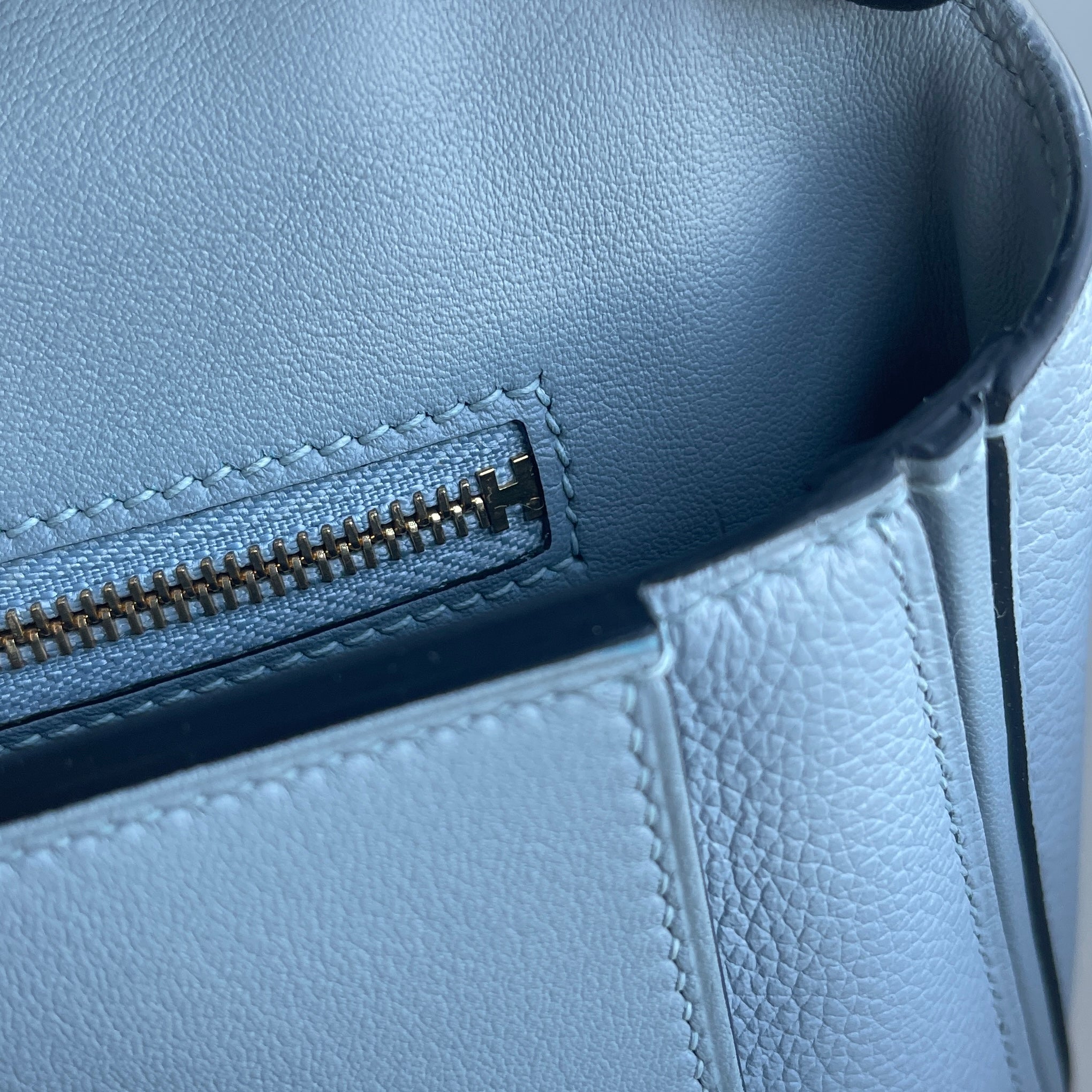 24/24 (MINI) EVERCOLOR & SWIFT LEATHER BLEU LIN WITH GOLD HARDWARE (GHW)