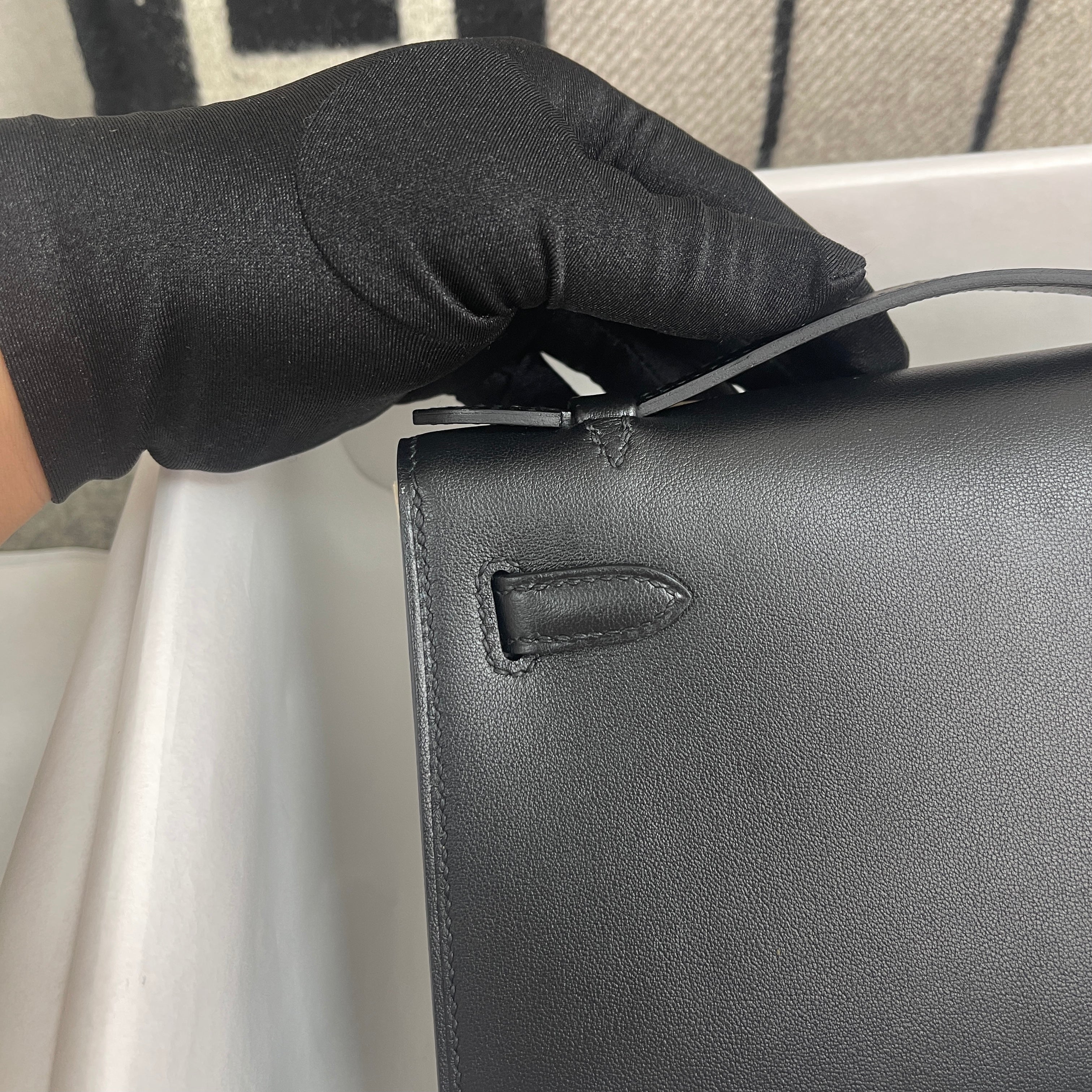 KELLY POCHETTE SWIFT LEATHER NOIR (BLACK) WTH GOLD HARDWARE (GHW)