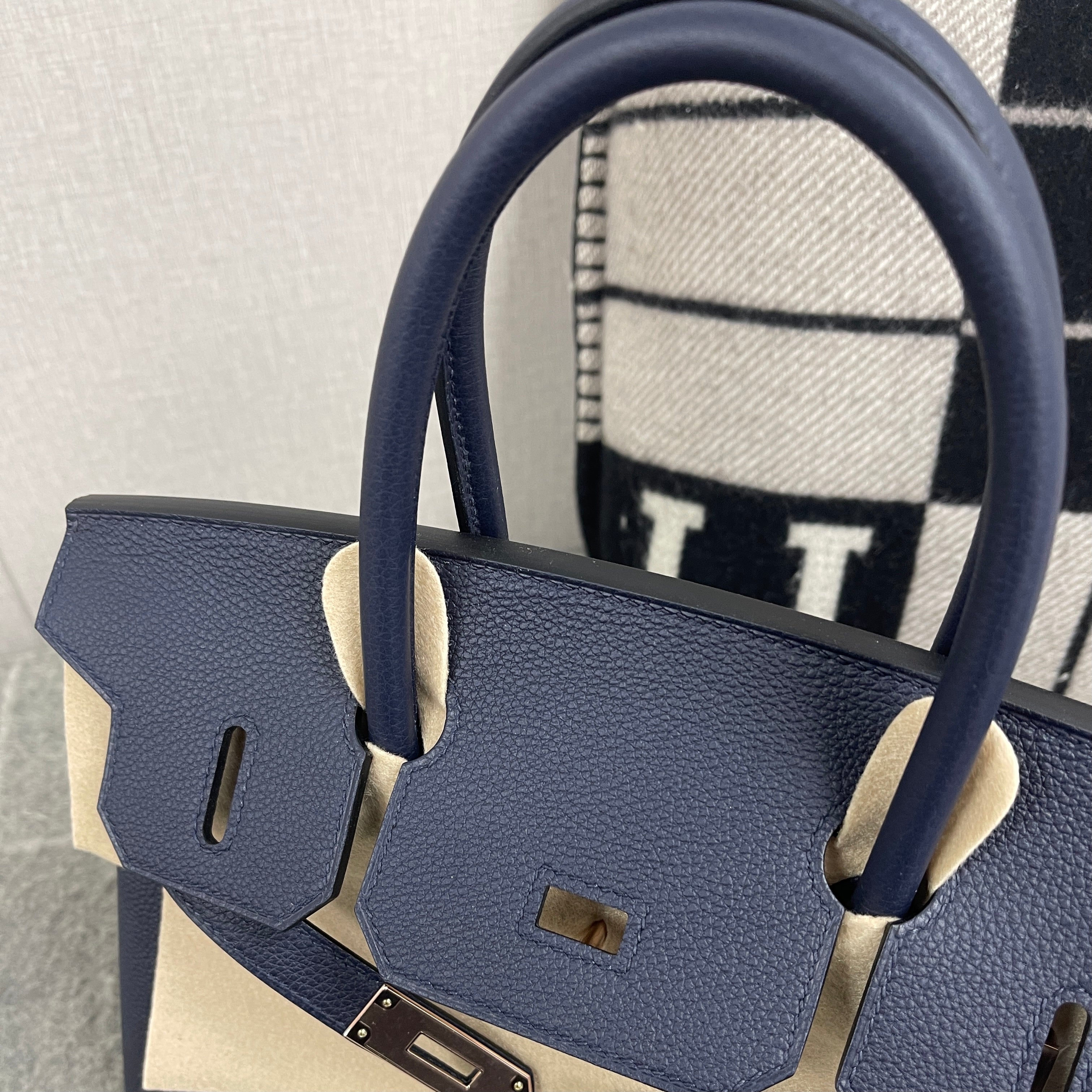 BIRKIN 30 TOGO LEATHER BLEU NUIT WITH ROSE GOLD HARDWARE (RGHW)