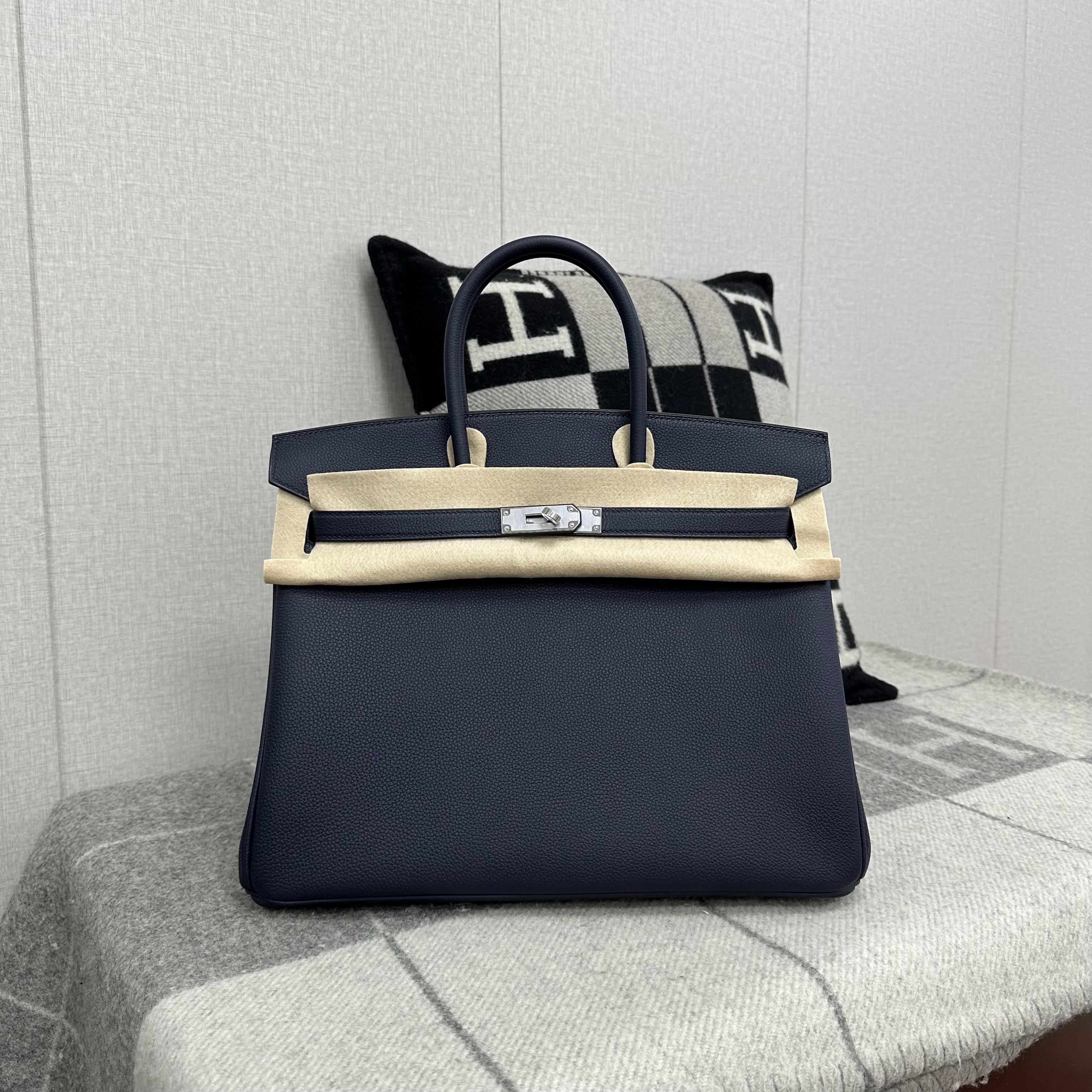 BIRKIN 35 TOGO LEATHER BLEU NUIT WITH PALLADIUM  HARDWARE (PHW)