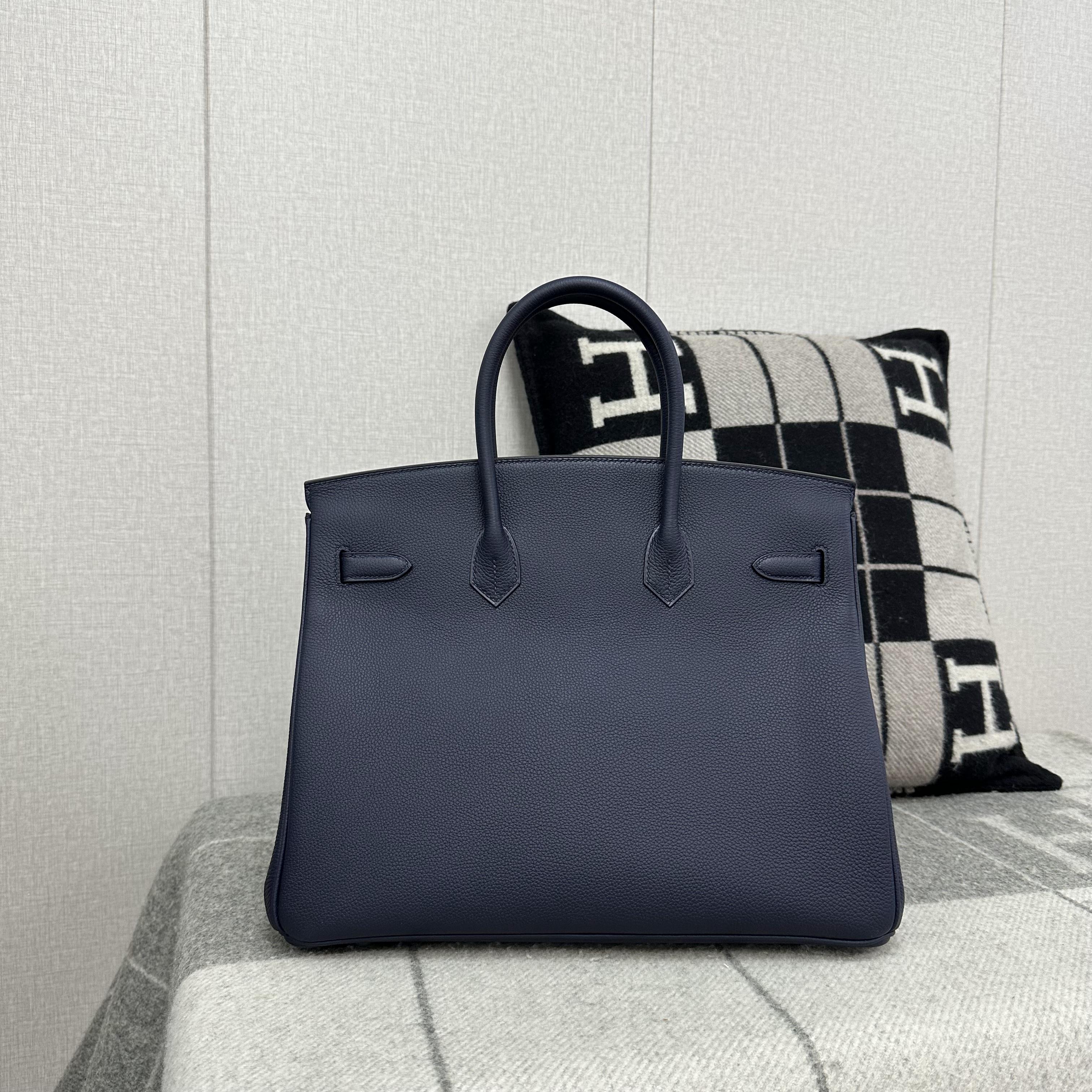 BIRKIN 35 TOGO LEATHER BLEU NUIT WITH PALLADIUM  HARDWARE (PHW)